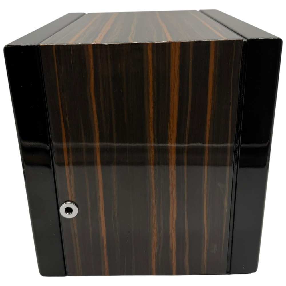 Dual Watch Winder Ebony Wood Grain Finish Black Automatic Watch Box with Adapter - Picture 6 of 16